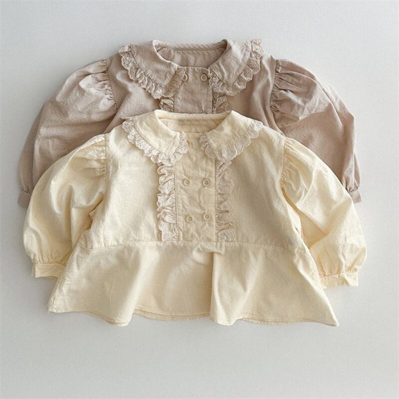 【BABY&KID】フリル無地長袖シャツ