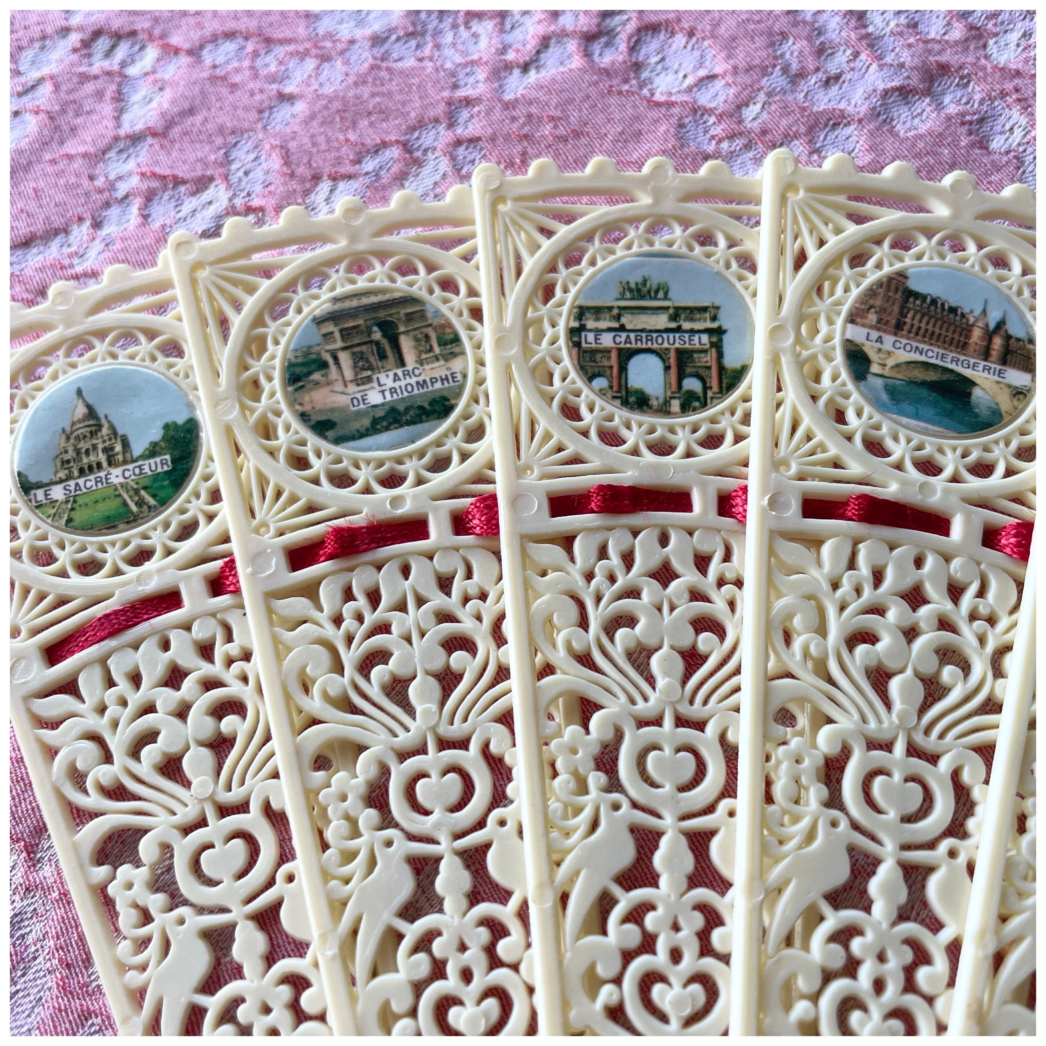 フランス買付 ヴィンテージ 扇子 装飾 スーベニア パリ モニュメント