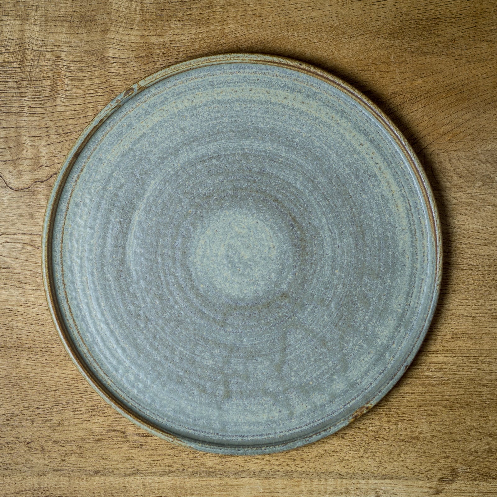 錆浅葱 8寸丸皿（フラットプレート・大皿・平皿）／吉永哲子