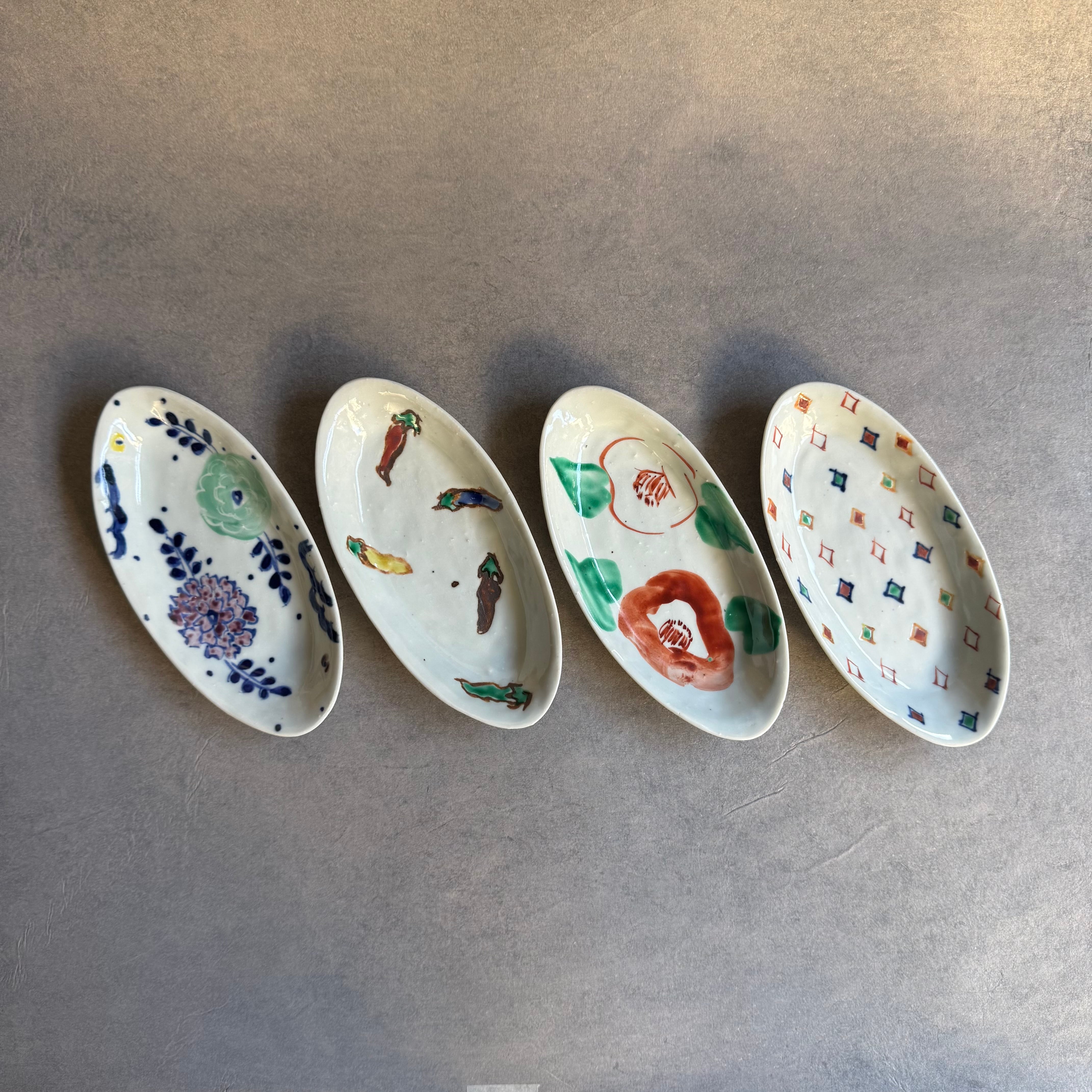 中尾万作 色絵楕円皿(小)