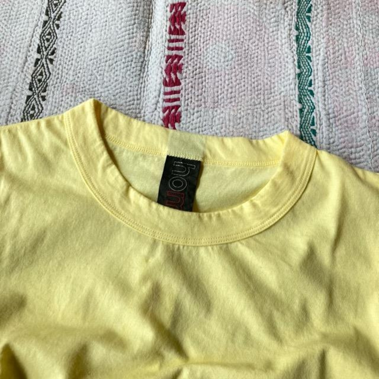 homspun 　ホームスパン　天竺七分袖Tシャツ　全６色　サラシ　イエロー　ブラック　カーキ　ライム　ダークグリーン　　カットソー　定番　ベーシック　インナー　七分袖　日本製