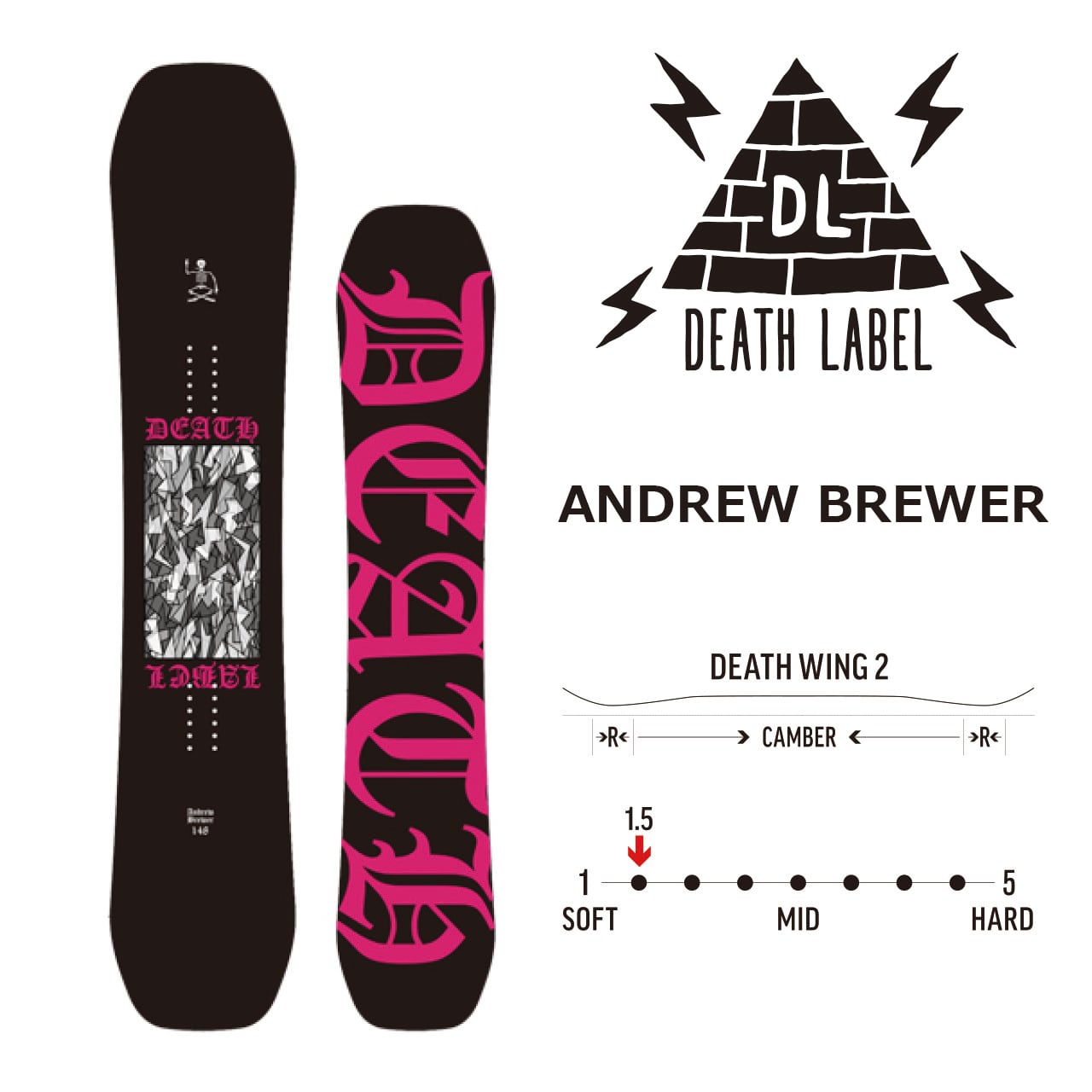 ボードDEATH LABEL ANDREW BREWER 153cm