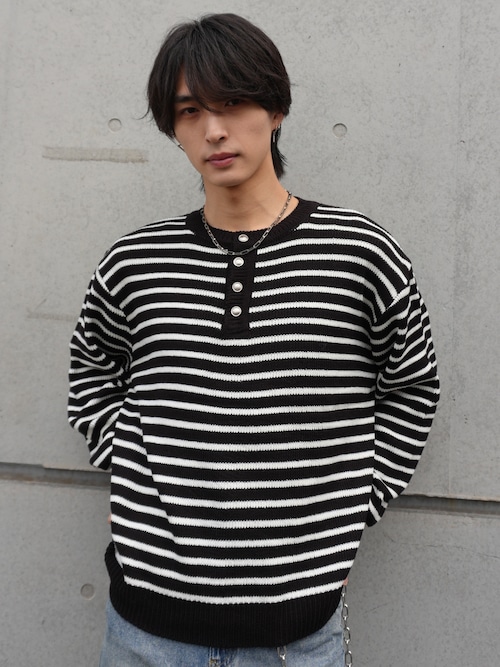 【ALUDE】border long sleeve knit（2color）