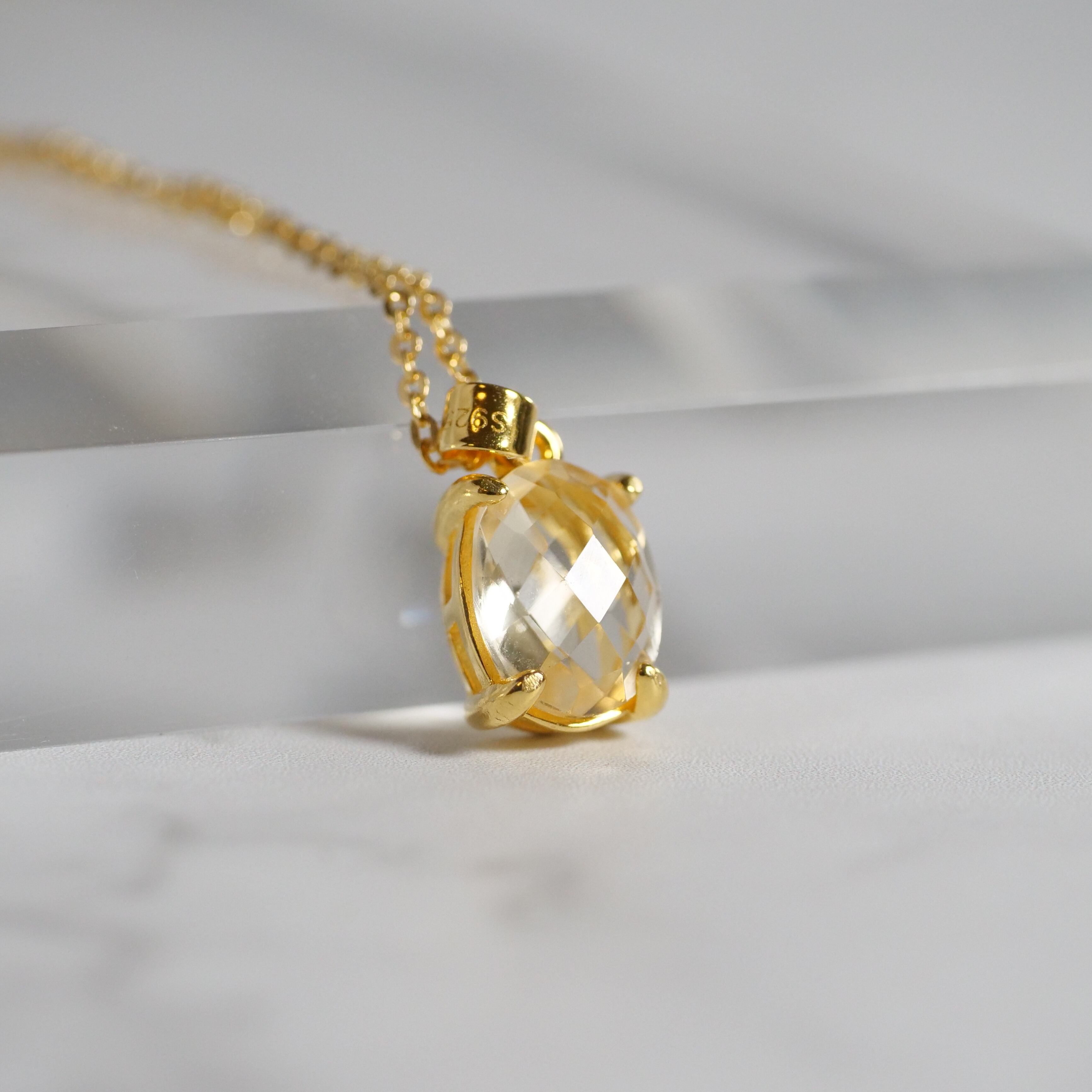 【11月の誕生石「シトリン」】【11月の推し石】【期間限定SALE】シトリン ダイヤカット ネックレス