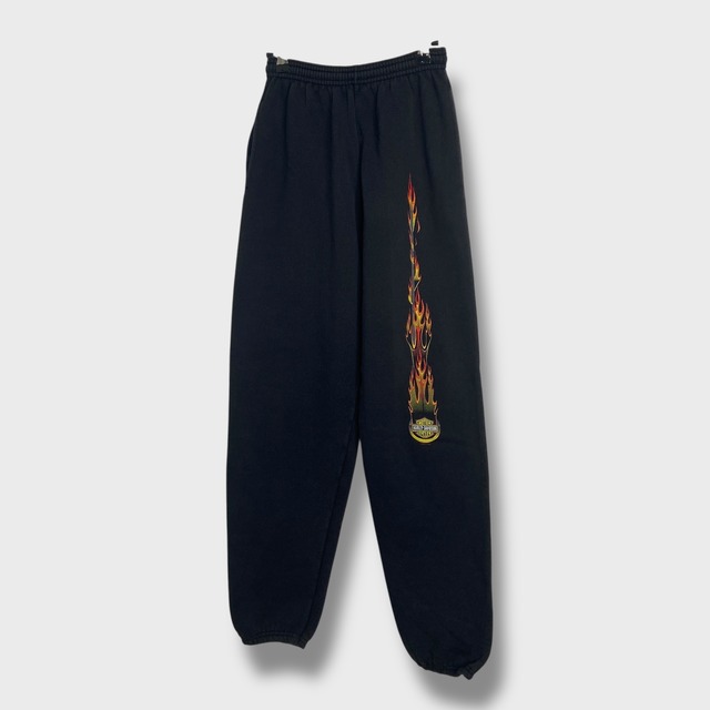 00s ハーレーダビットソン　スウェットパンツ　フレイムパターン　ブラック　S