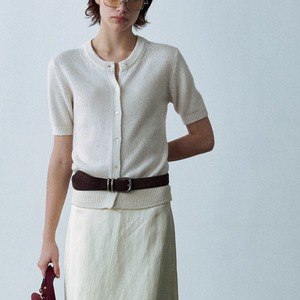 Wool Knit Short Sleeve Cardigan T6174