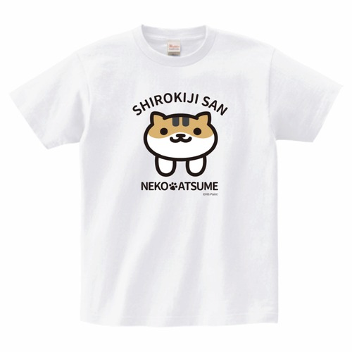 【受注生産品】ねこあつめ　しろきじさん　推しねこTシャツ　前プリント（ホワイト）