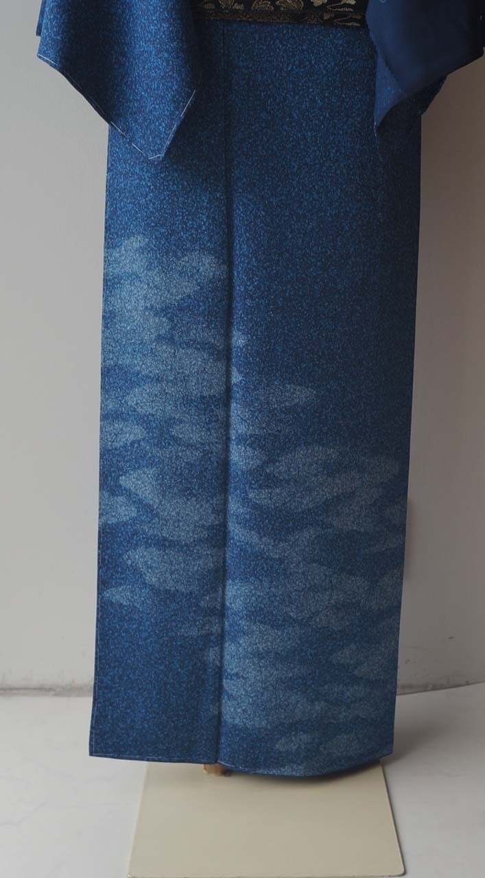 袷】本藍染 白波文 付下げ | 大山キモノ・ちぇらうなぼるた