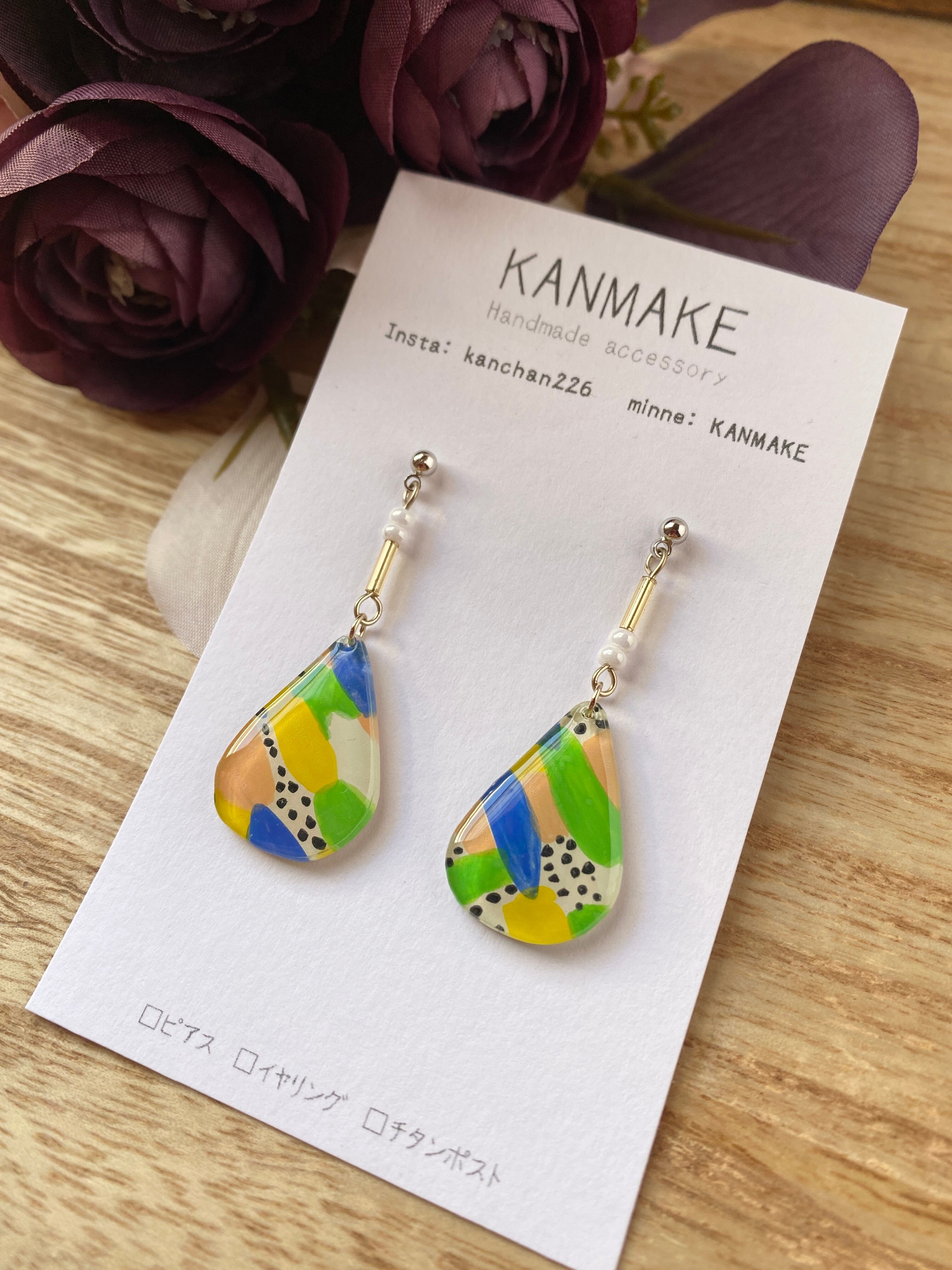 ピアス カラフル柄【イヤリング変更可】 | KANMAKE