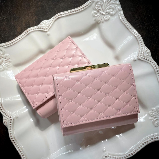 桜色のキルティングケーキ・三折財布