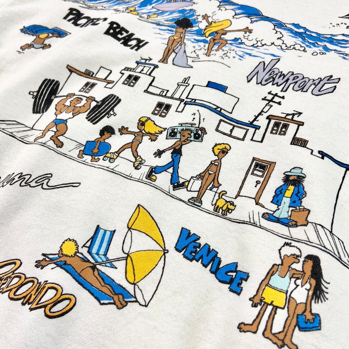 80年代 LIFE STYLES オールオーバープリント スウェットシャツ BEACH 