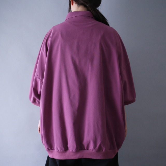 "KING SIZE" XXXL over silhouette good coloring different material half button h/s pullover