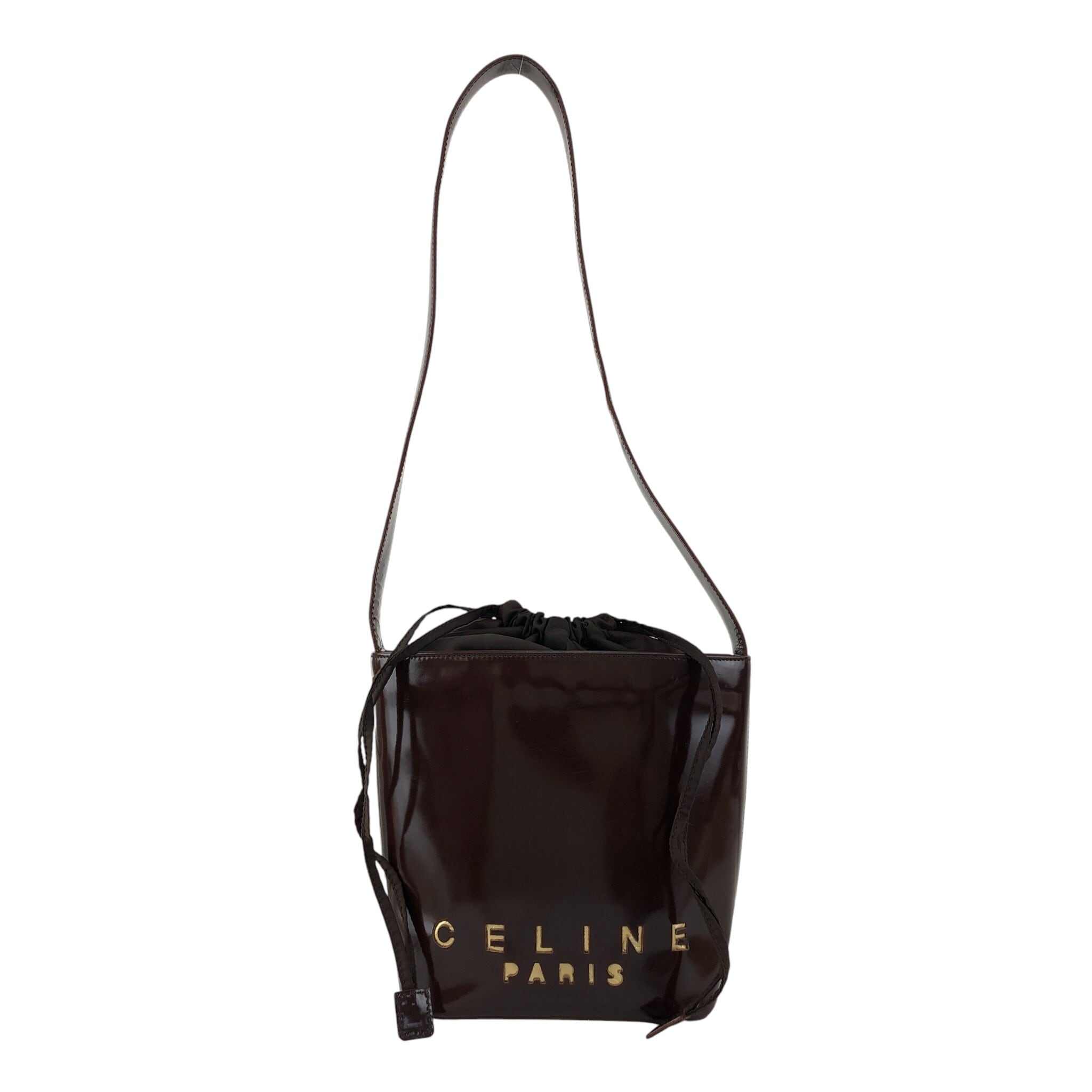 CELINE セリーヌ ショルダーバッグ ブラウン ロゴ カットアウト