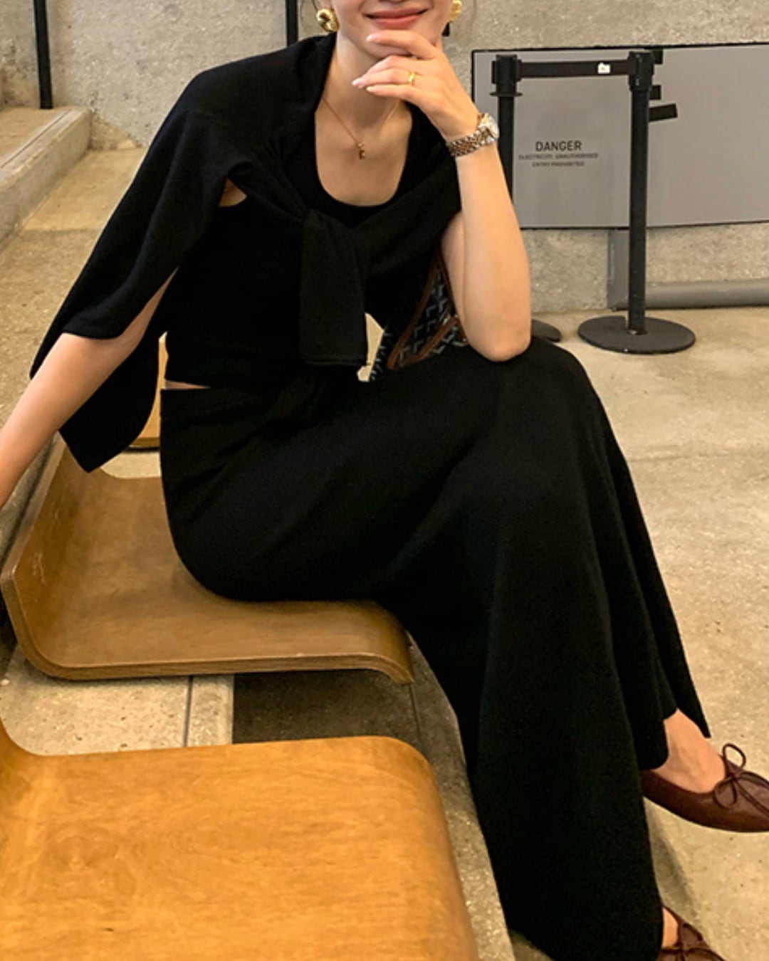 ノースリーブニット×スカート×カーディガン3点セット A25099