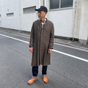 ( BROWN OLIVE ) LINEN SHOP COAT