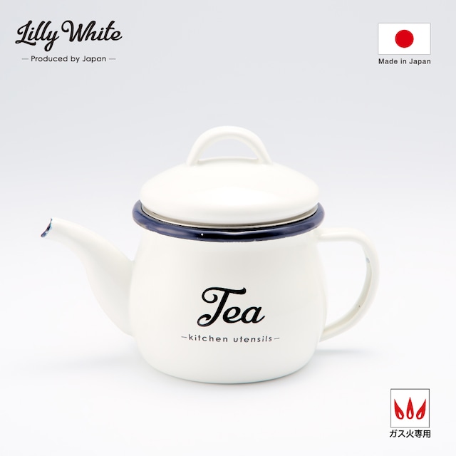 Lilly White（リリーホワイト）　ホーローティーポット（ストレーナー付）「Tea」　LW-207