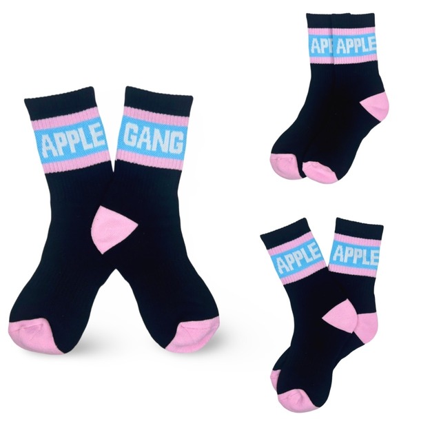 アシンメトリーソックス２　ライトブルー×ピンク BK