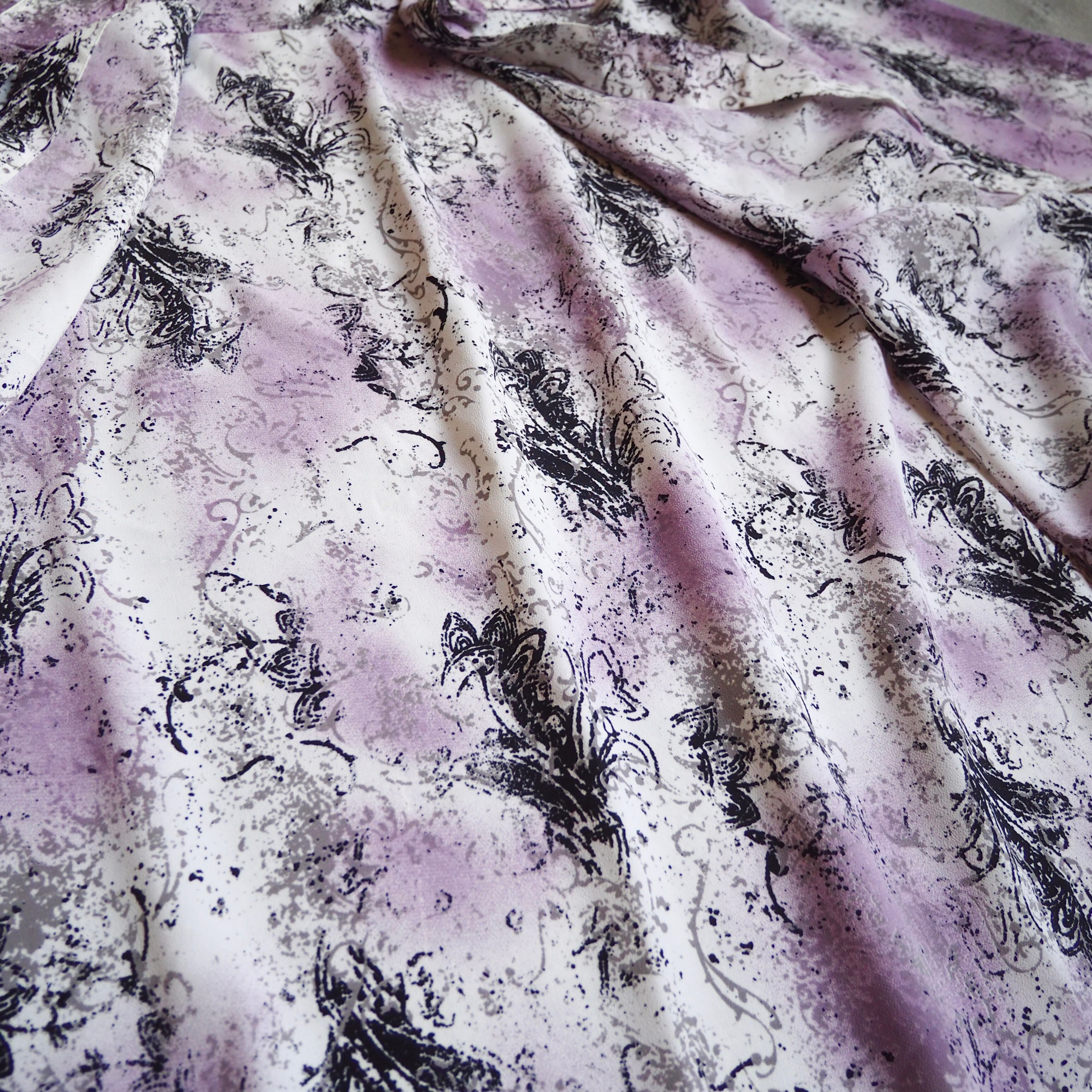 ” 紫煙 ” Bewitching Tribal art Full pattern Drape loose SS shirt
