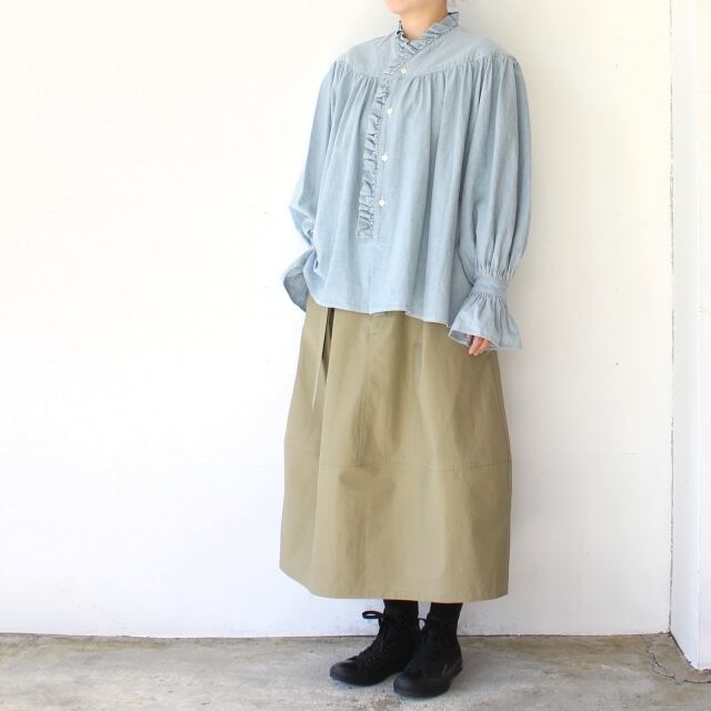 HAVERSACK 5OZシャンブレーフリルブラウス 5oz Chambray Frills Blouse