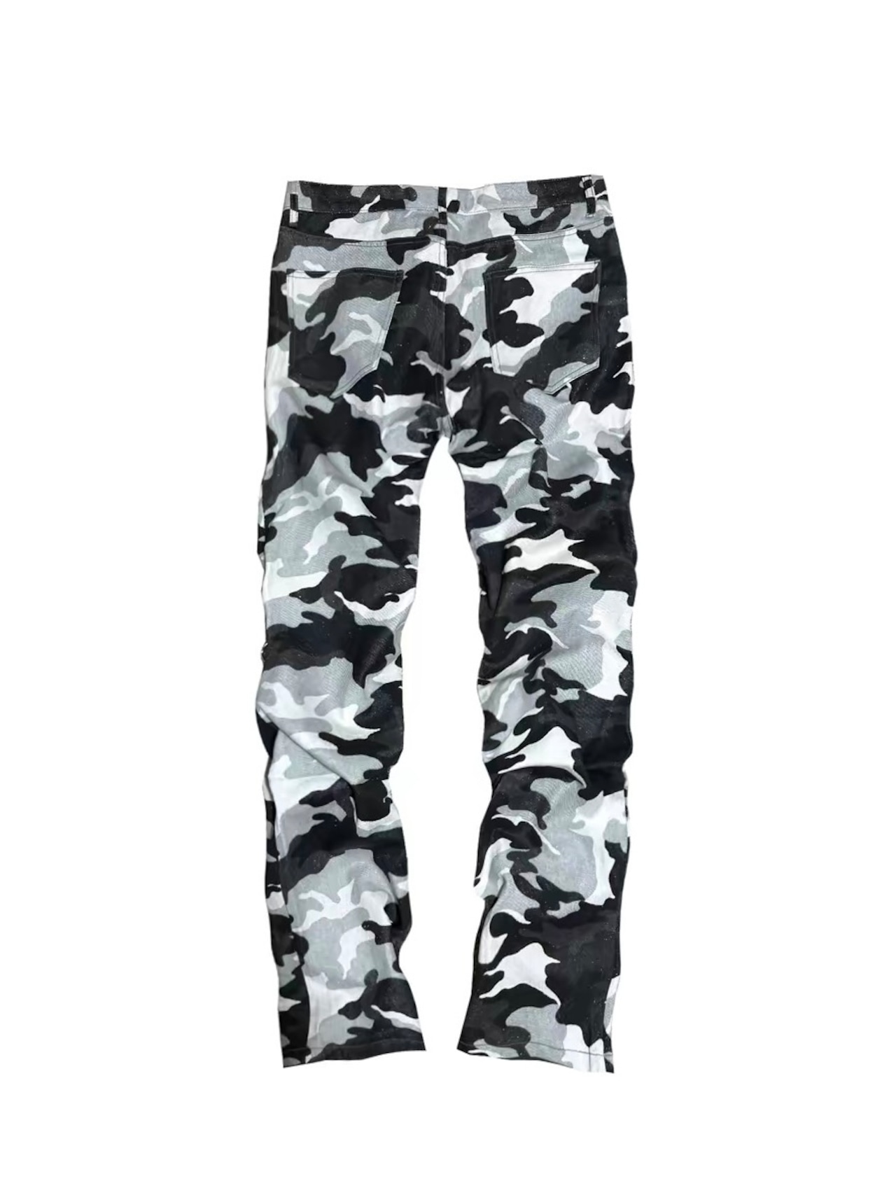 【CinderVein】White Camo Rivet Coated Denim Pants