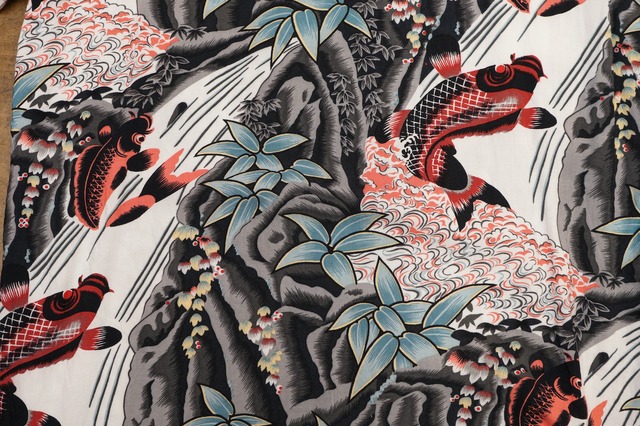 1757R2 和柄 アロハシャツ 鯉の滝登り メンズ古着 | Antique John  