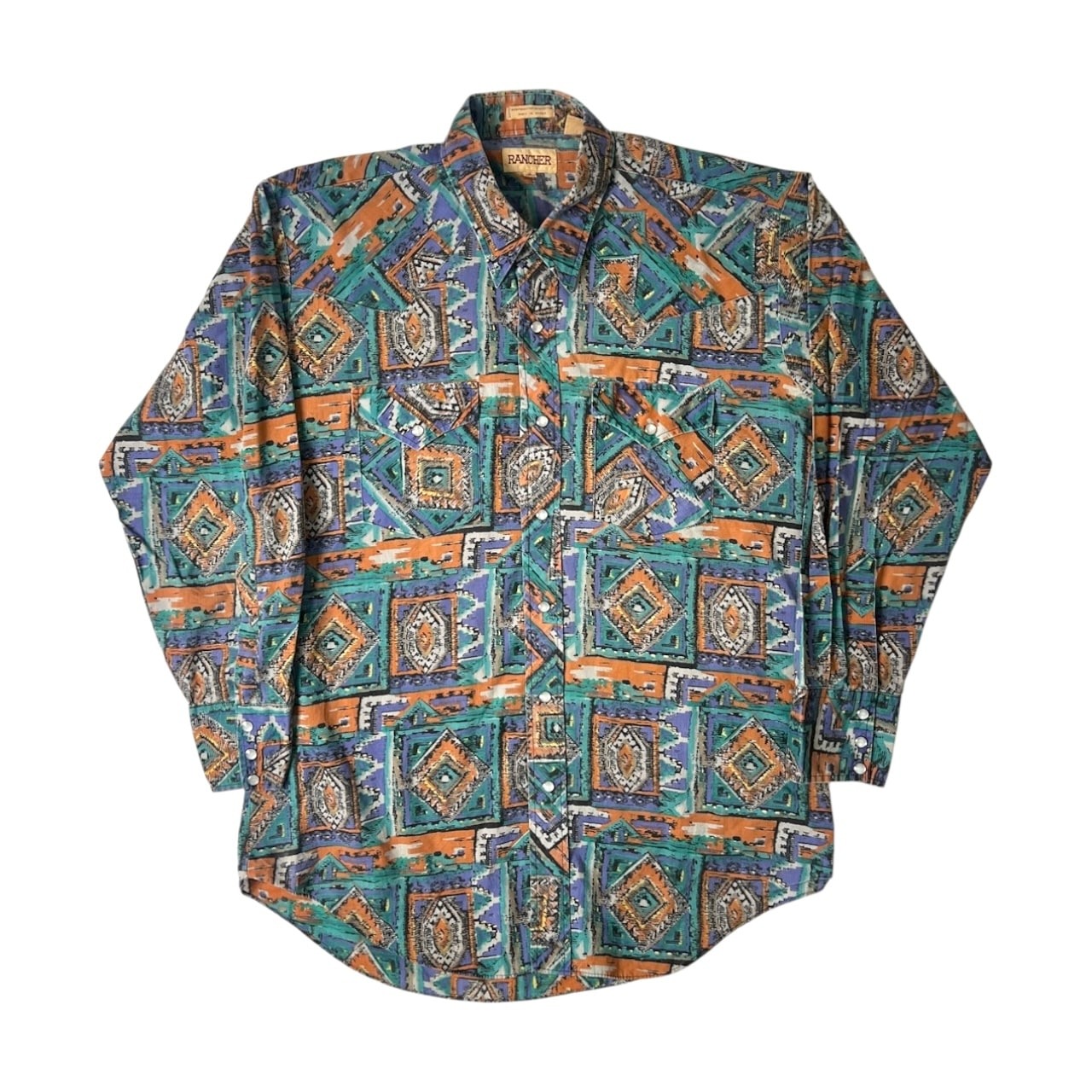 RANCHER ランチャー 総柄 ウエスタンシャツ マルチカラー/スナップボタン