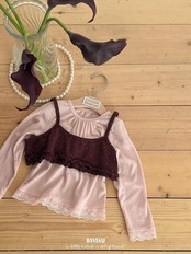 韓国子供服 / BANANA J / 26Autumn / レース ボーダーTシャツ / 秋服 / キッズ *XS~JS*