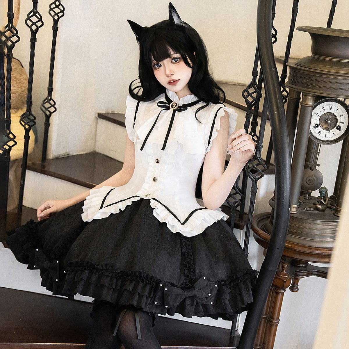 フレンチガーリーパールリボンセットアップ：スカート | Maiden's Rêve
