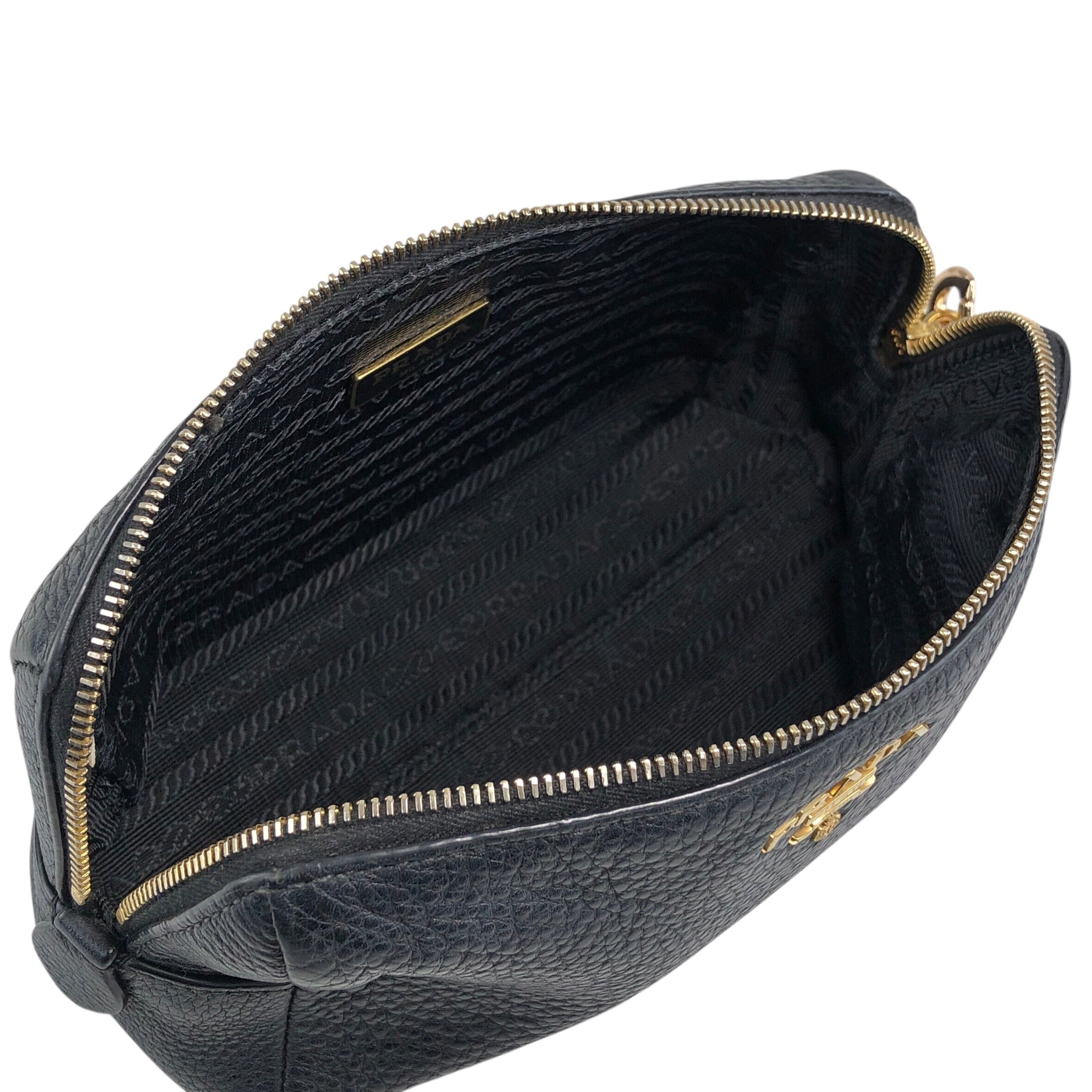 PRADA プラダ ポーチ ブラック ロゴ レザー vintage ヴィンテージ