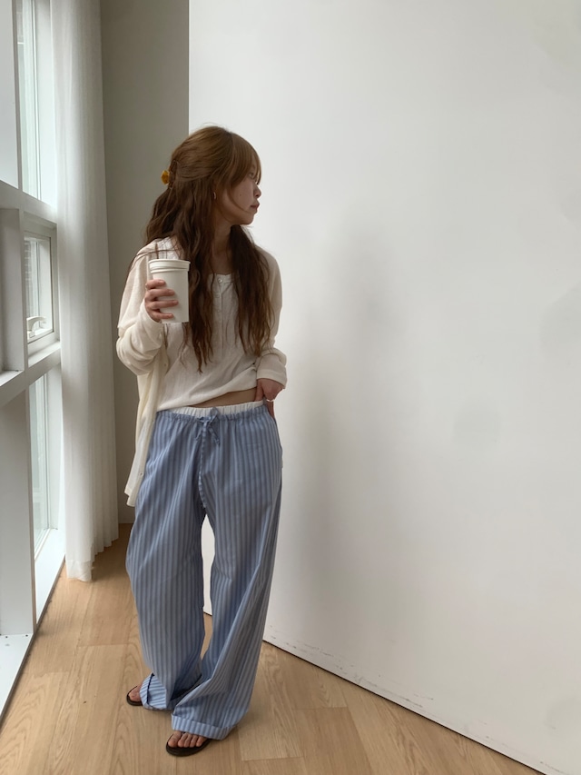 (予約) taffeta / Cool stripe pants 2color
