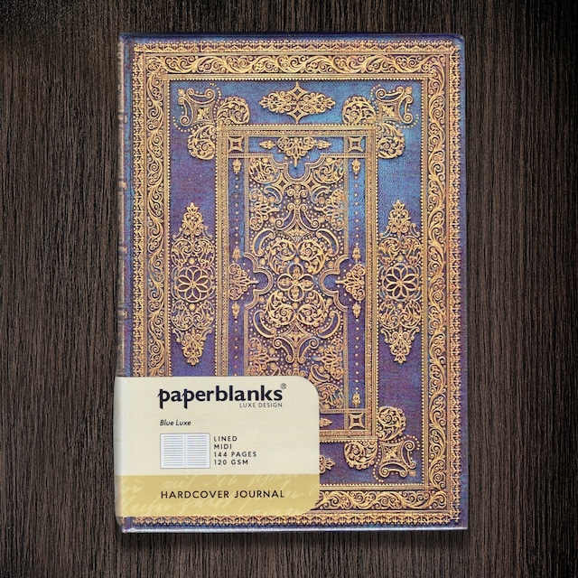 言葉の道具　Paperblanks(ペーパーブランクス)　ノート　ブルー・ラックス　罫線（ミディ） 144ページ