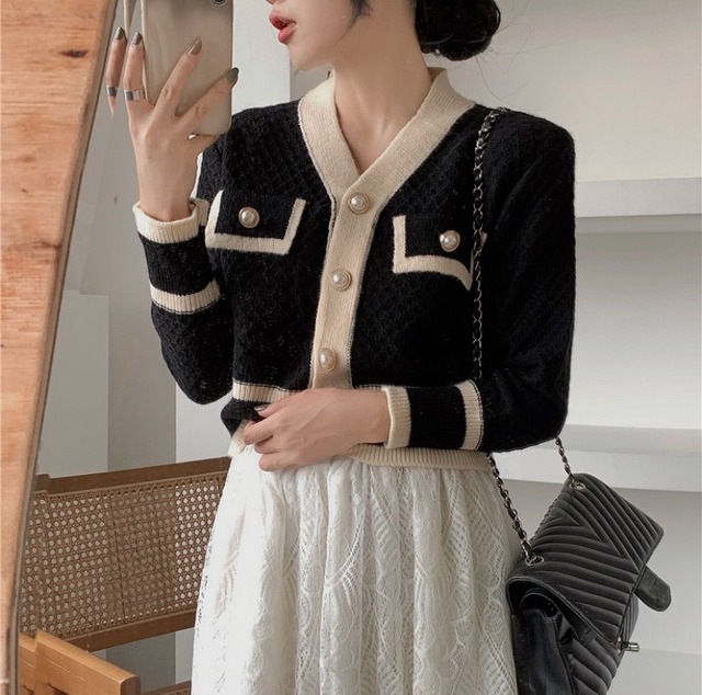 french pearl knit cardigan 2color