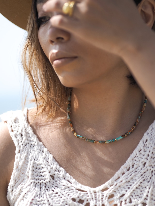 【5%OFFプレオーダー】Natural stone necklace-Sunset beach