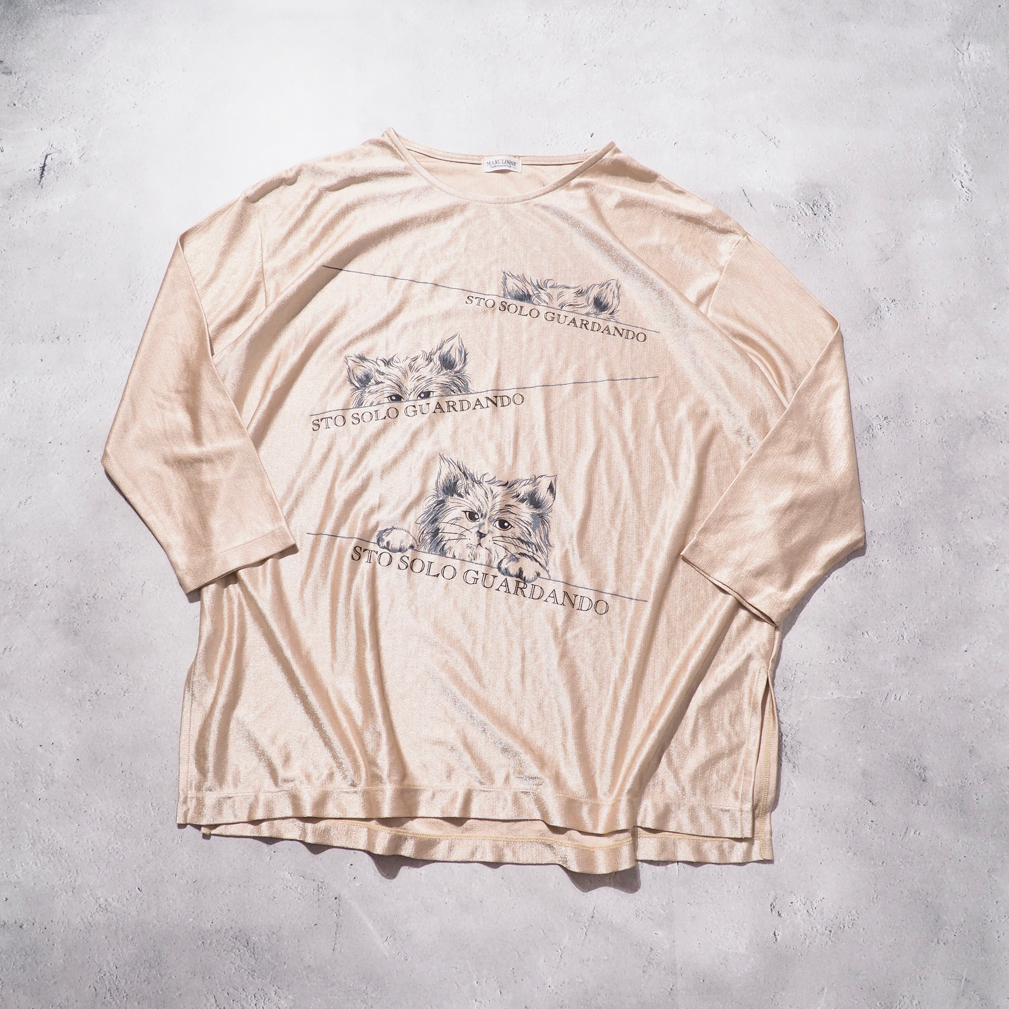 1990s " Pretty Cat " Nihil Face printed vintage Long sleeve Tee