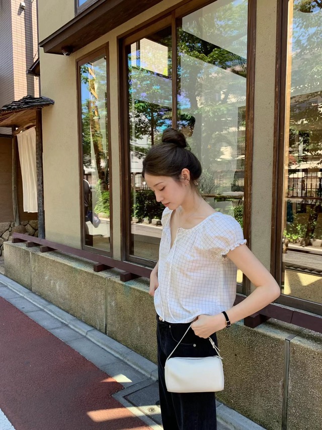 (OUNCE) oat check  blouse / 2color