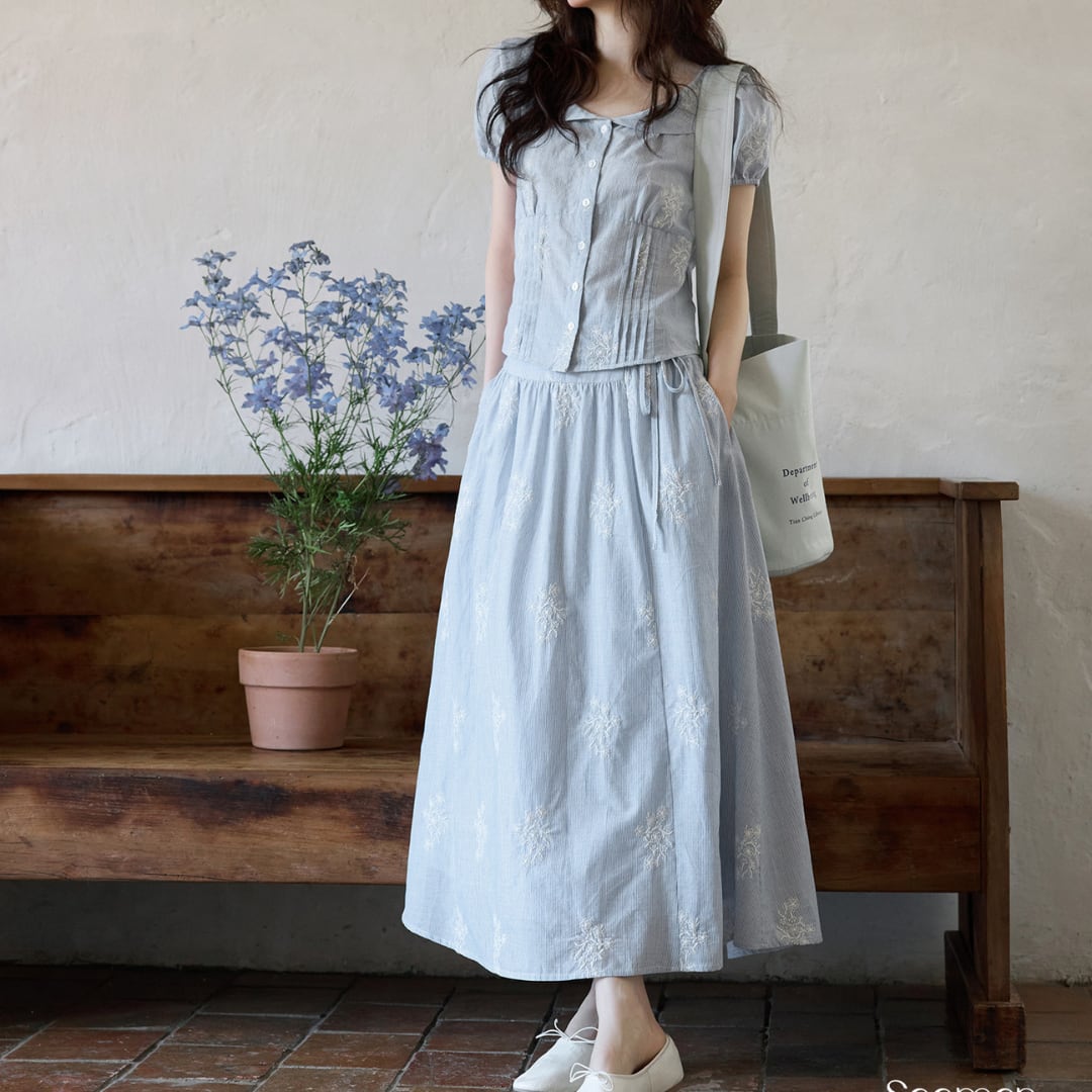 embroidered blouse skirt set