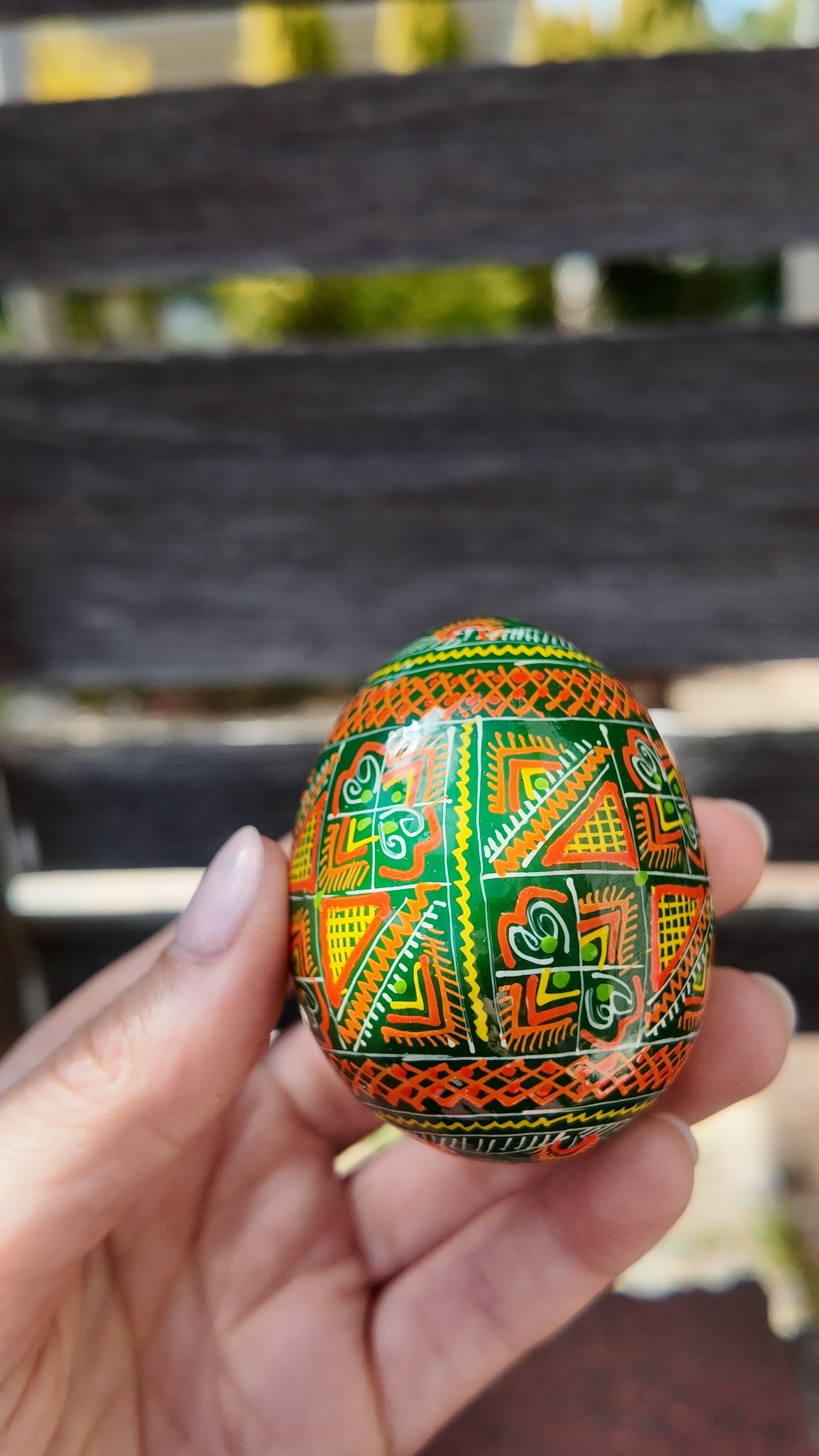 装飾用木製プィサンカ（イースターエッグ）with stand　コロミヤモデル - 4