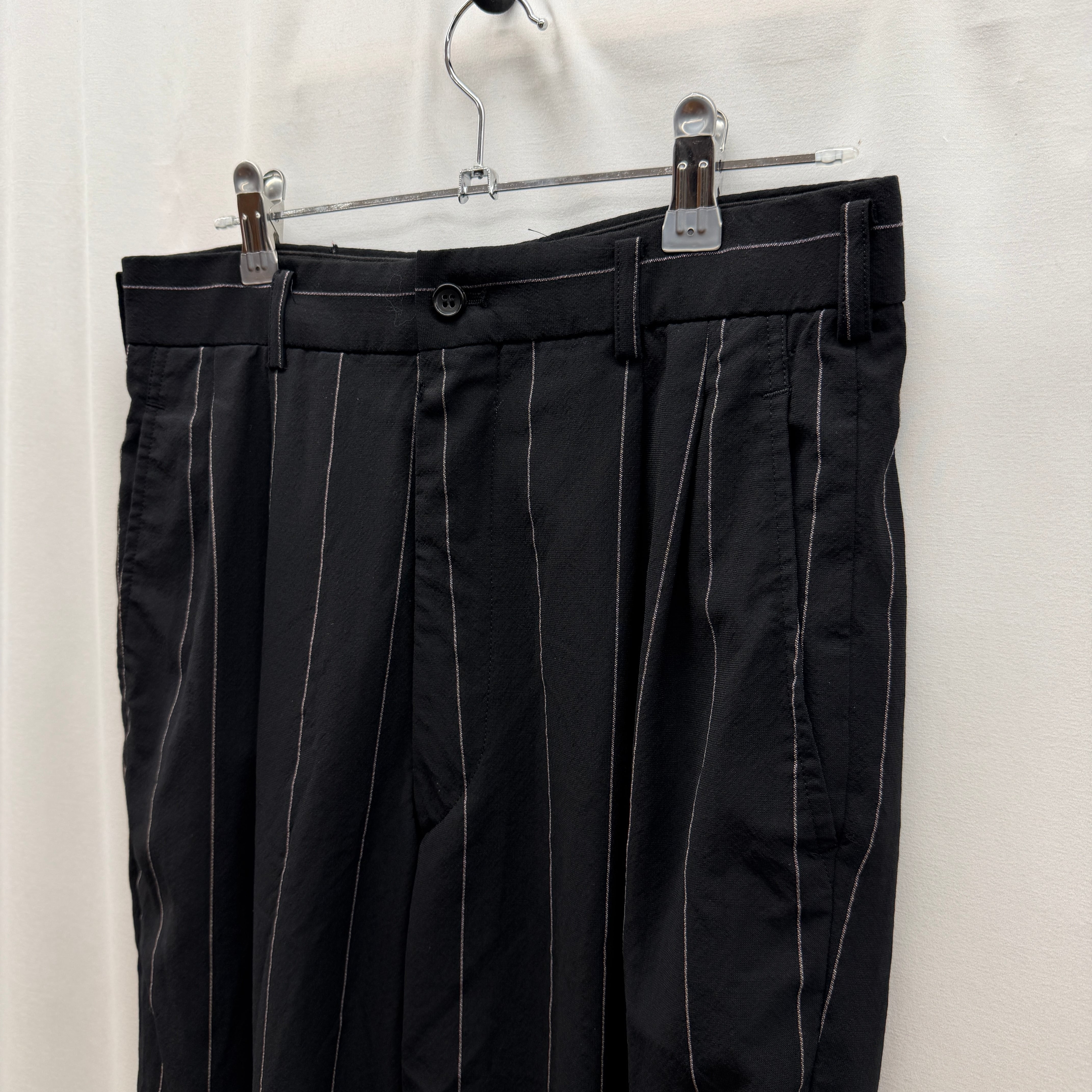 80's オム　ウールスラックス　ストライプ　ブラック Comme des Garçons HOMME PLUS】80s コムデギャルソン オムプリュス