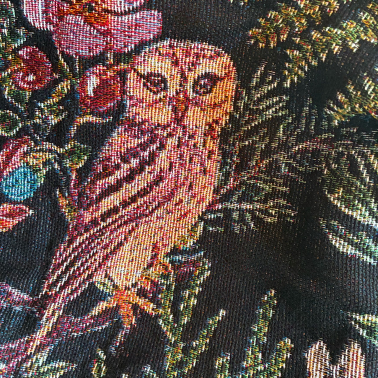 TOPANGA Homefurnishing Forest animal Throwket　フォレストアニマルスローケット　130×160cm　ブラック　キツネ　フクロウ　リス　森の動物　ソファカバー　ベッドカバー　ブランケット　カーテン
