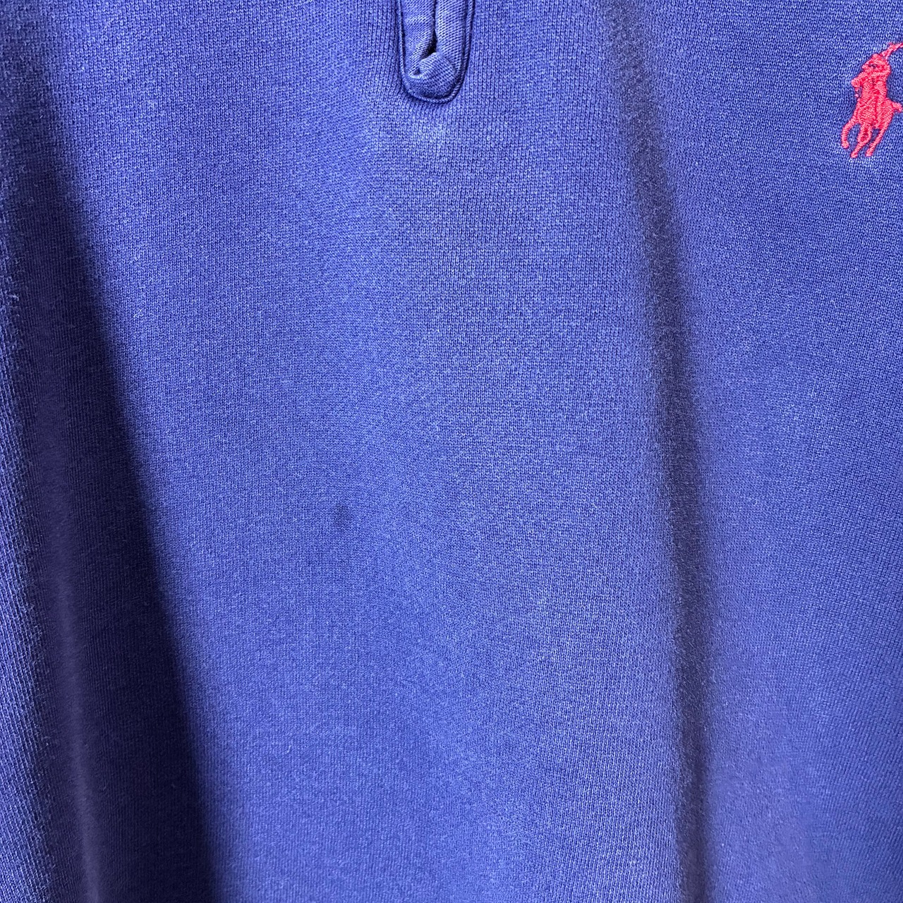 90s Polo by Ralph Lauren / エリ付きハーフジップスウェット / ネイビー × 赤ポニー刺繍