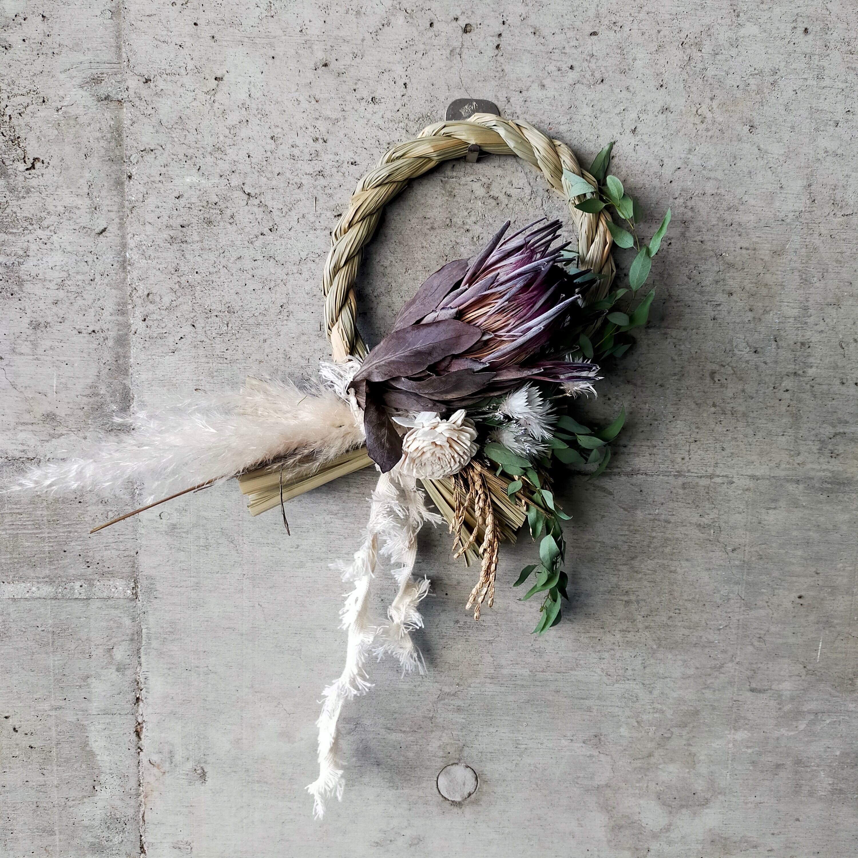 ドライフラワーしめ縄【Dried Flower Japanese wreath】