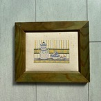 刺繍額もの　木製フレーム　ポット　キッチン雑貨　クロスステッチ　12otem16　
