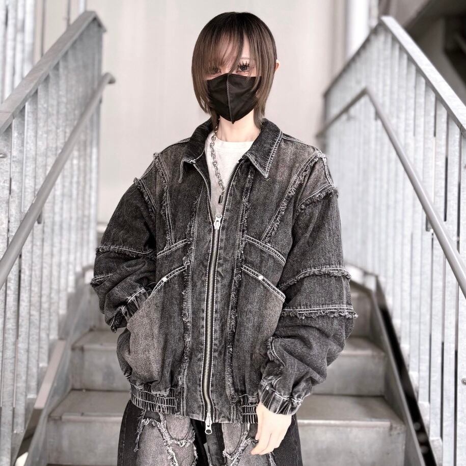 【CANDY SELECT】デニムZIPUPブルゾン 330483 サブカル 地雷系 グランジ ストリート メンズ レディース ユニセックス
