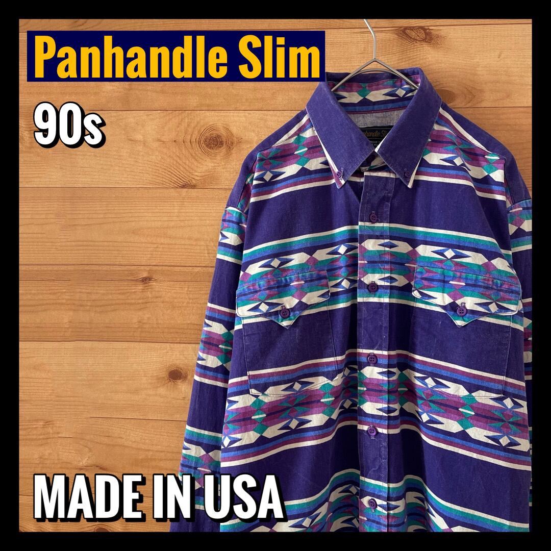 Panhandle Slim】70s 80s USA製 柄シャツ 長袖シャツ パンハンドル