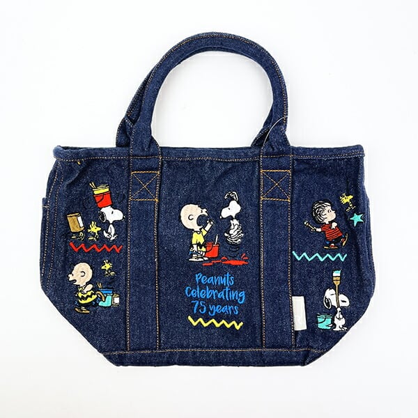 スヌーピー PEANUTS 75th デニム ミニトートバッグ ネイビー ROOTOTE