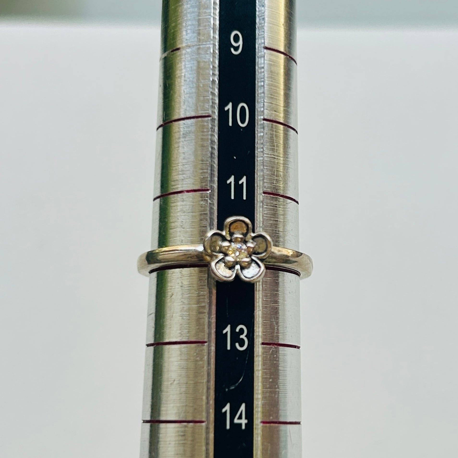 Vintage シルバー925 水中花　フラワー　リング シルバー925 クリアCZミニフラワーリング（12号） | Milo Antiques