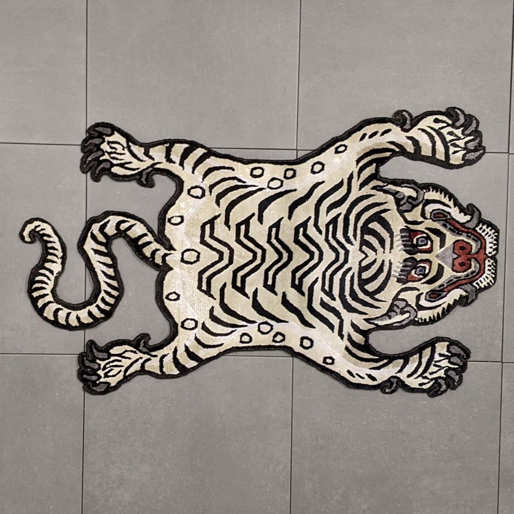 Tibetan Tiger Rug (Sサイズ シルク ナチュラルサンド 051) チベタン