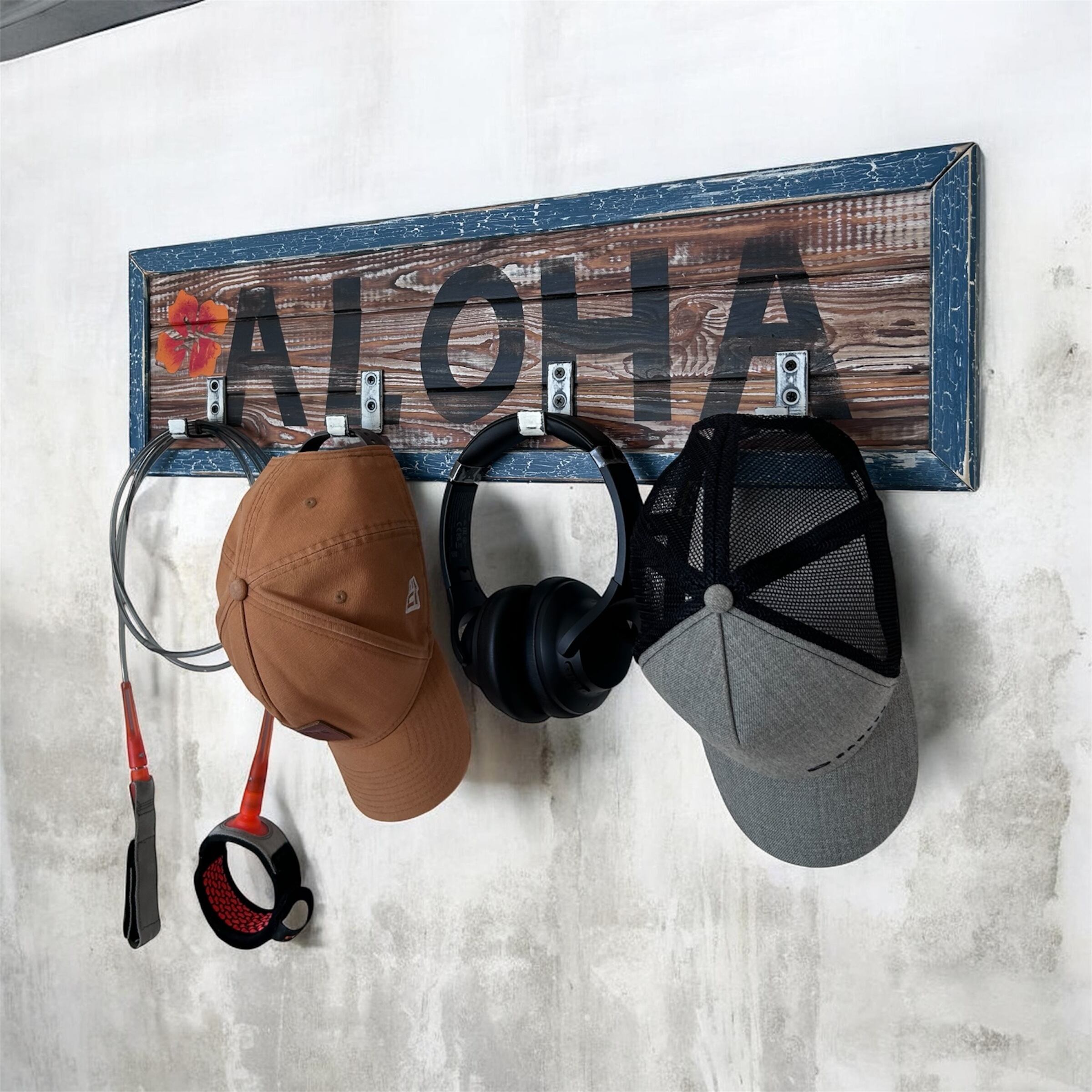 送料無料】ALOHA Wood Key Hook - Hawaiian Interior Wall Shelf