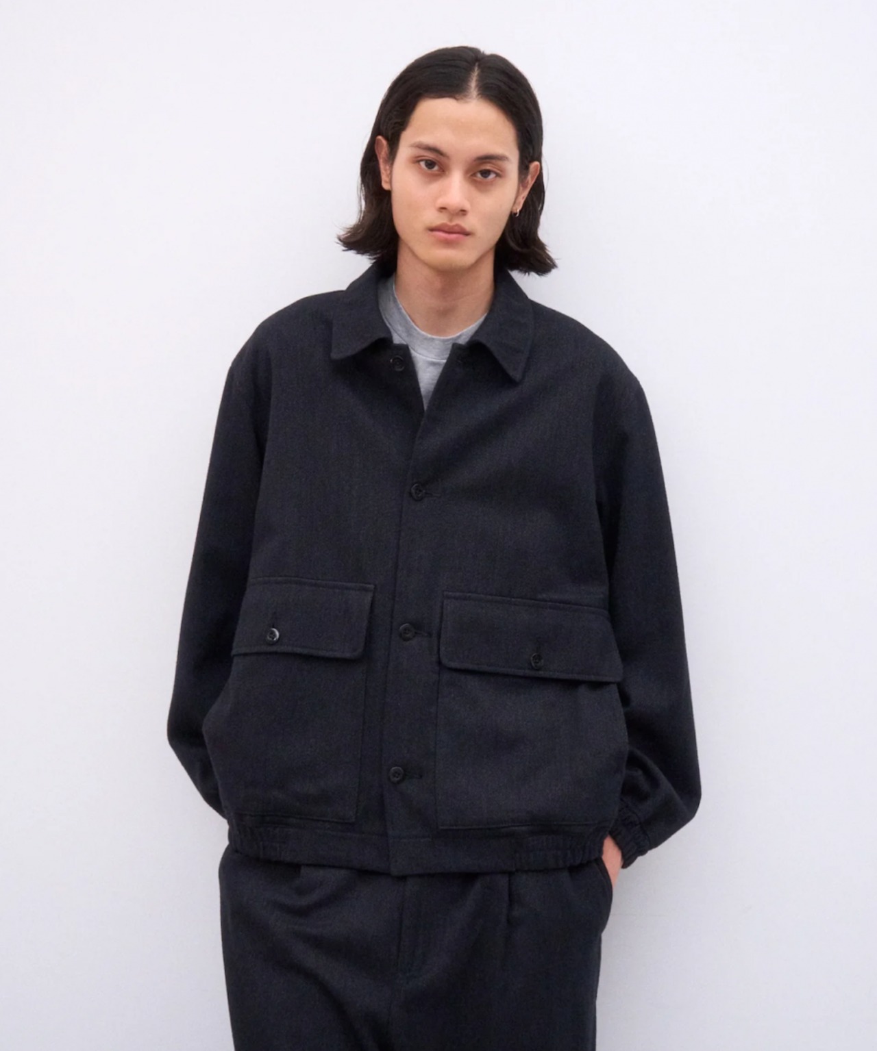 【ATON】WOOL COTTON KERSEY WORK JACKET