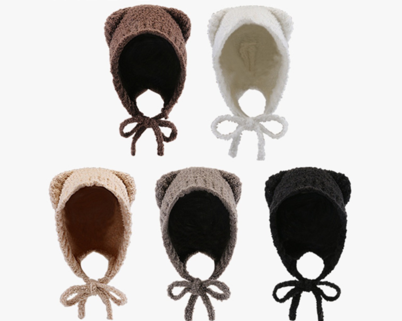 くま耳つきニット帽 ストラップ付_060679